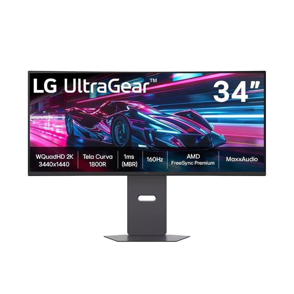 Monitor Gamer Curvo LG UltraGear 34 QHD UltraWide 160Hz 1ms FreeSync Premium HDR10 Altura Ajustável Som Integrado