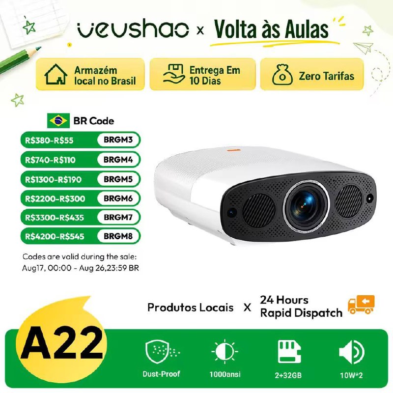 PROJETOR VEVSHAO A22
