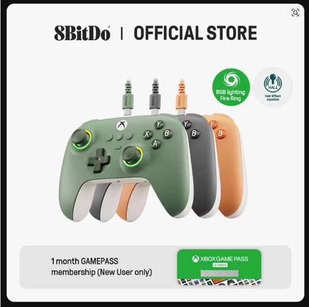 Controle 8BTIDO Xbox Ultimate C Wired Hall Effect Fire Ring