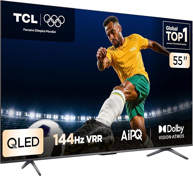 TCL, QLED Smart TV, 55”, 55P8K, 4K UHD, Google TV, 144Hz, Google Assistente, Dolby Vision, Dolby Atmos
