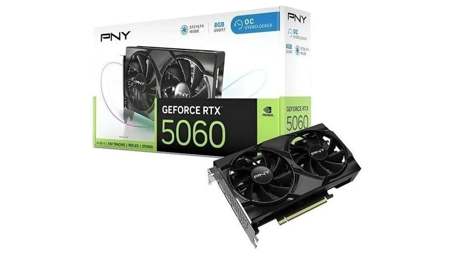 Placa de vídeo Pny Geforce Rtx 5060 com ventilador duplo com overclock