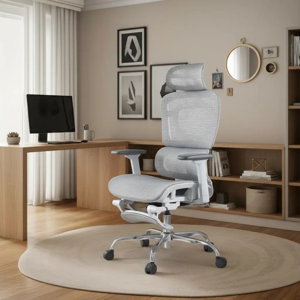 Cadeira Ergonômica Mônaco Bt07 Luvinco Malha Respirável - Cor Cinza Suporta 200kg