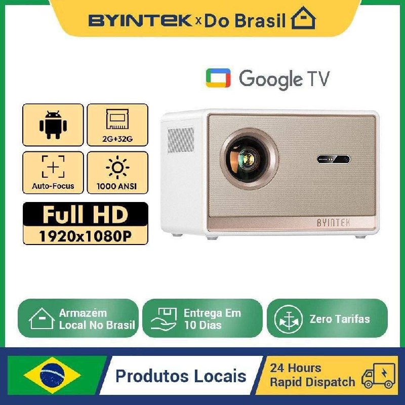 Projetor BYINTEK T5 Max Full HD 1080P  1000ANSI lumens Google TV Certificado