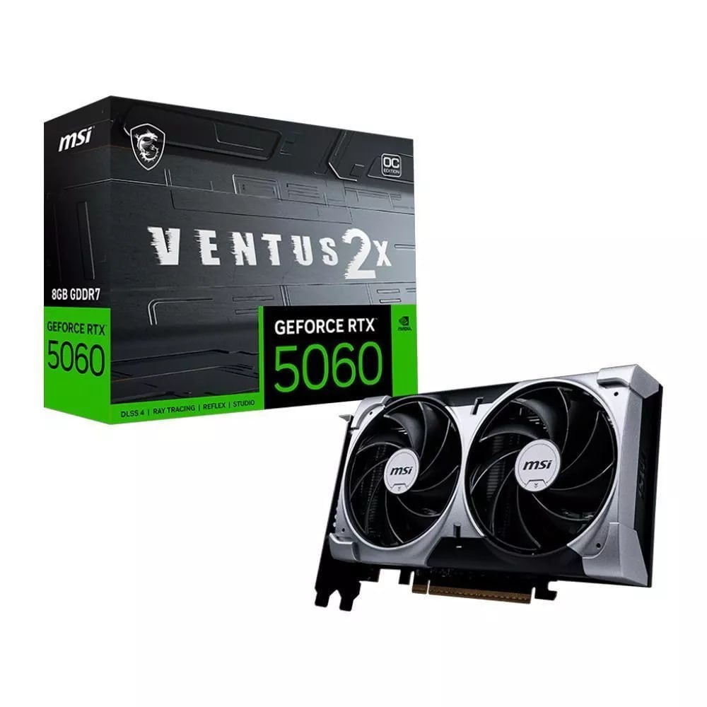 Placa de vídeo NVIDIA GeForce MSI RTX5060 8GB VENTUS 2X OC Blackwell - 912-V537-017