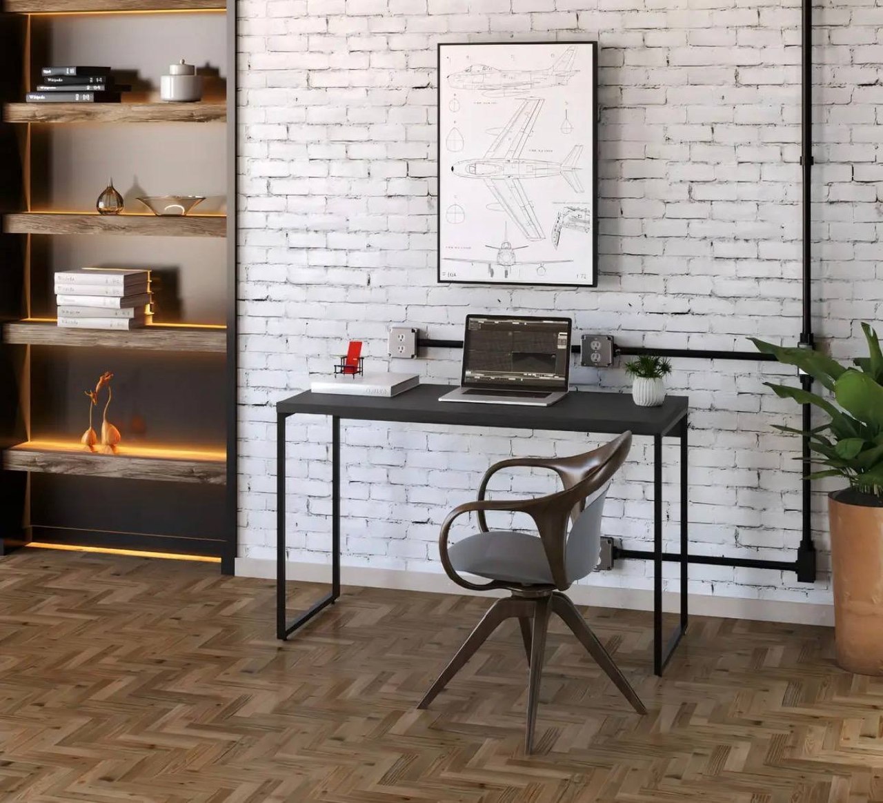 Mesa Office 1,20m Dynamica Cor Preto Ônix / Est.Preta