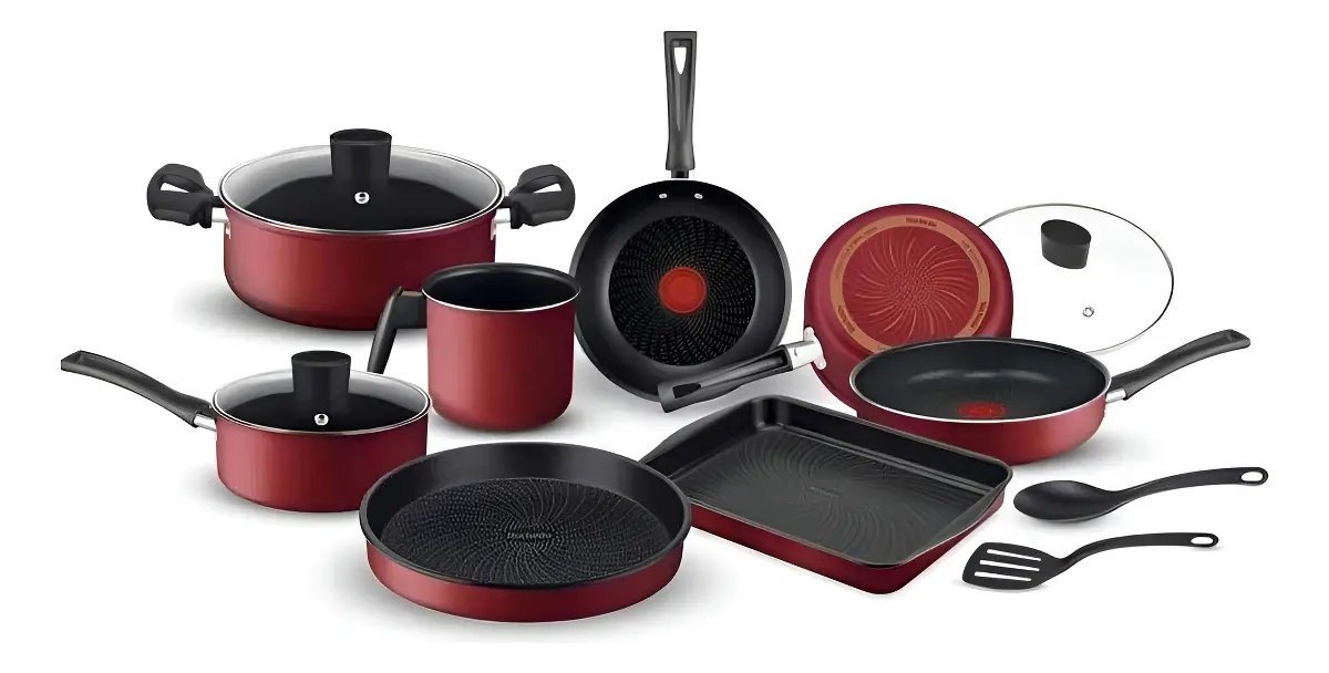 Conjunto 10 Peças Rochedo Limpa Fácil Cor Vermelho