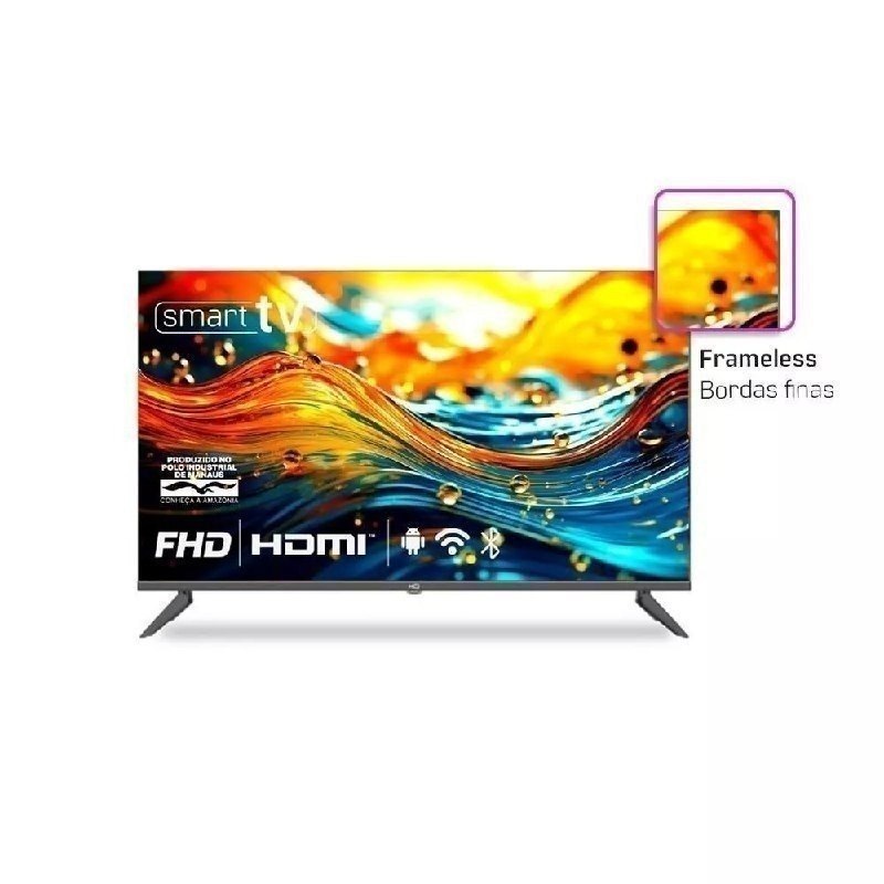 Smart TV HQ 40" Full HD tela sem bordas Android 12 design Slim