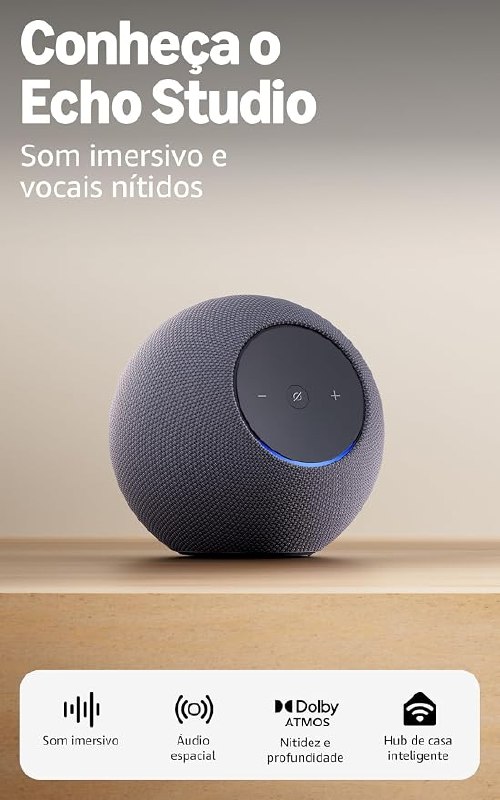 Amazon Echo Studio (Geração mais recente) // Design compacto, áudio espacial imersivo e Dolby Atmos, Cor Grafite, com Acesso Antecipado à Alexa
