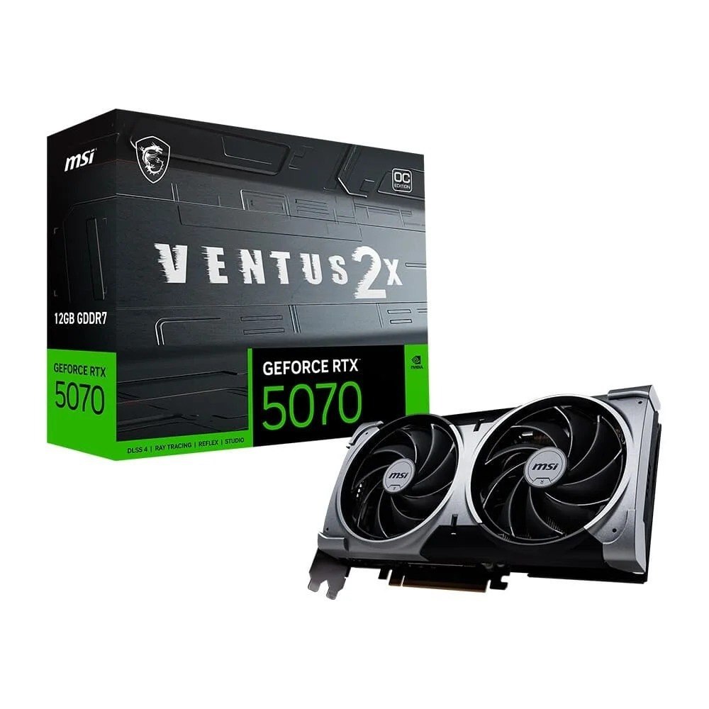 Placa de Vídeo MSI GeForce RTX 5070 12G VENTUS 2X OC,12 GB GDDR7, 28Gbps, NVIDIA GeForce RTX 5070