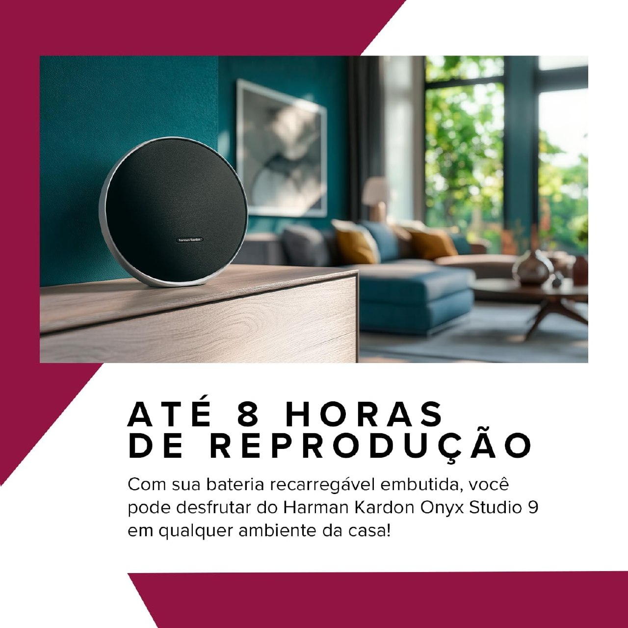 HARMAN KARDON, Caixa de Som, Onyx Studio 9, Bluetooth, Portátil, Com Alça de Metal - Preta