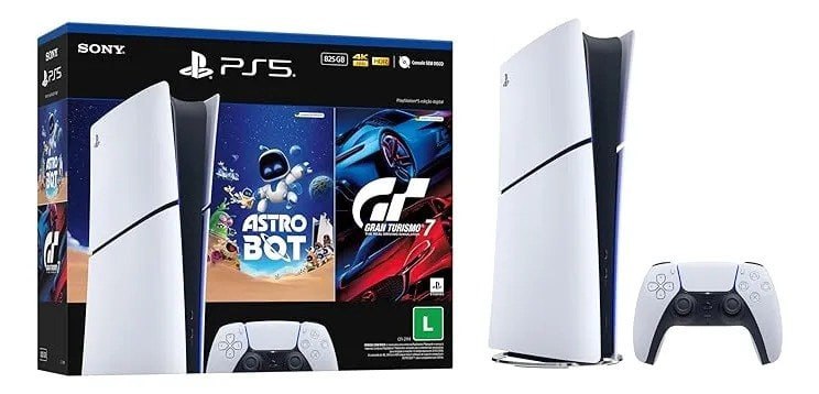 Console Playstation5 Slim Digital - Pacote Astro Bot E Gran Turismo 7 - Branco