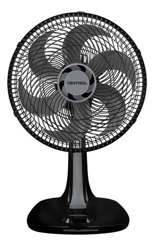 Ventilador Oscilante De Mesa Ventisol Turbo Premium 52w 30cm 6 pás Preto 220v