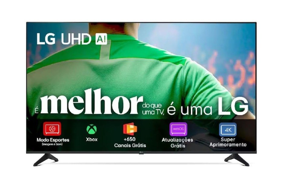 Smart TV LG UHD AI UA75 43 polegadas HDR10 Pro Processador α7 AI Ger 8 webOS 25