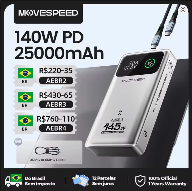 Movespeed M25PRO 25000mAh 145W Power Bank