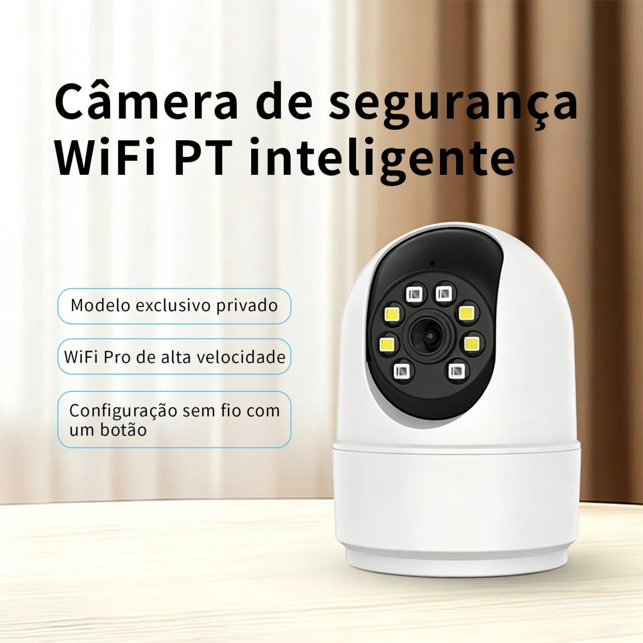 Câmera Pt Wi-Fi 6 com visão noturna colorida de 360