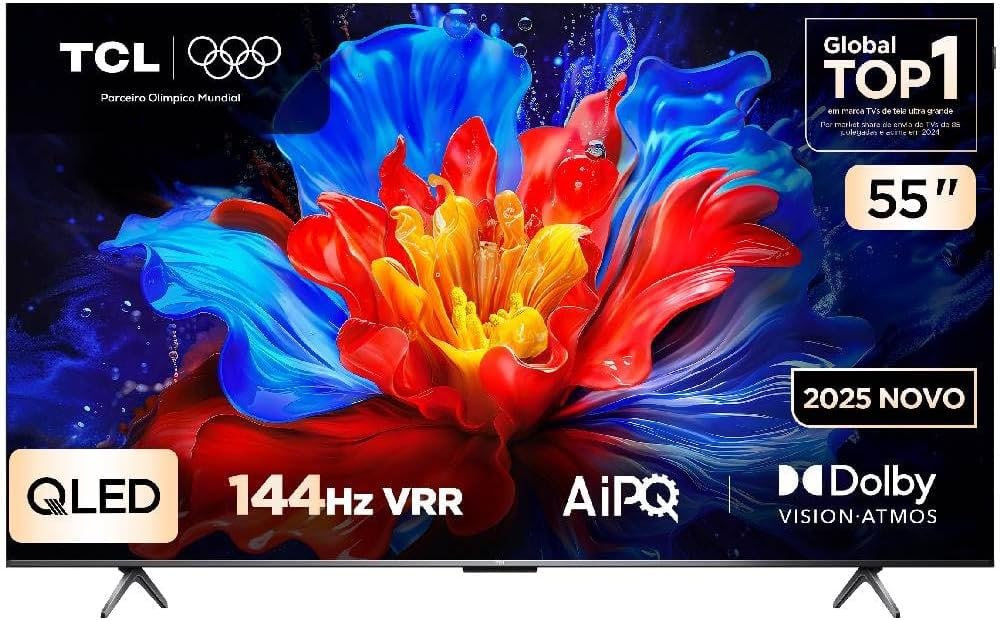 Smart TV TCL 55 Polegadas QLED 4K P8K WiFi Bluetooth Google TV 144Hz