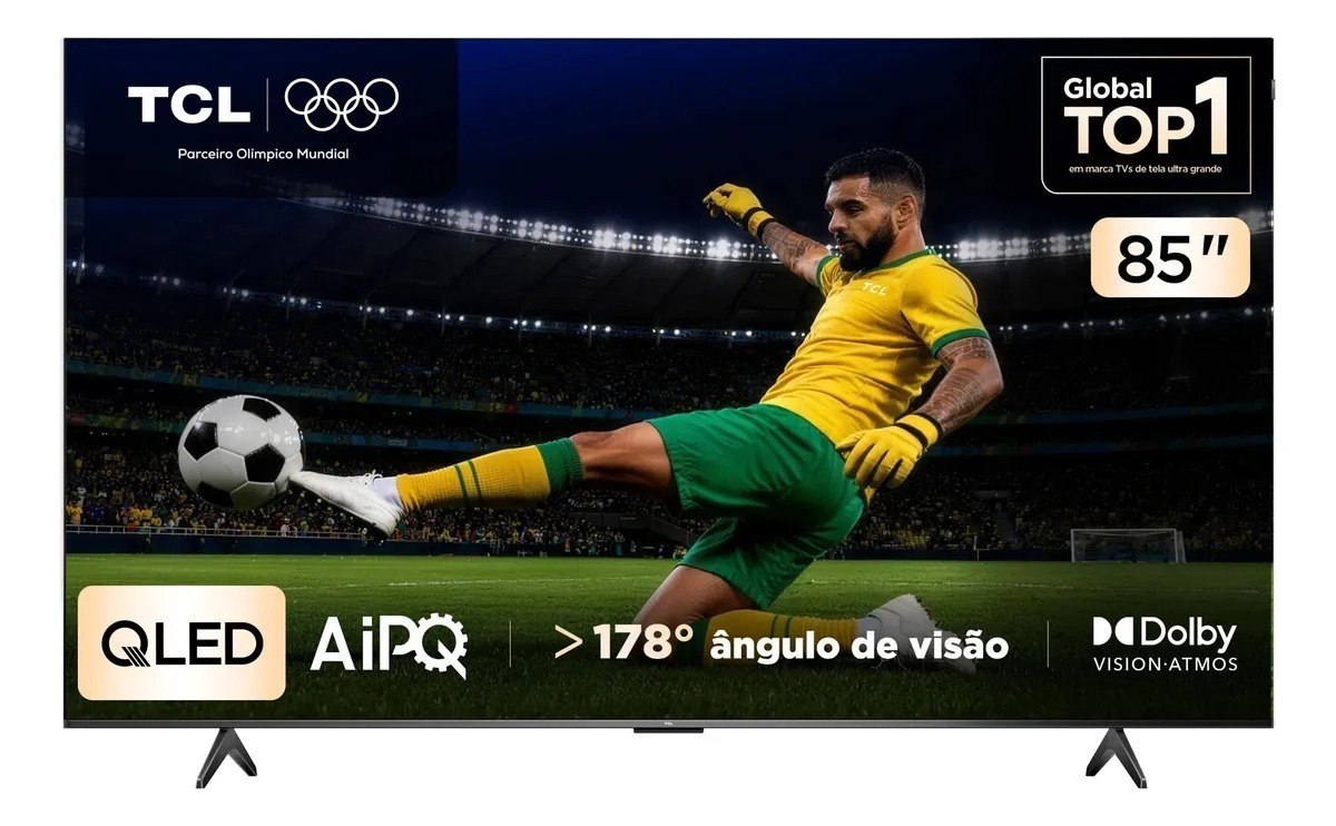 Smart TV TCL 85 Polegadas QLED 4K P7K WiFi Bluetooth Google TV HDR10+ Dolby Atmos Dolby Vision