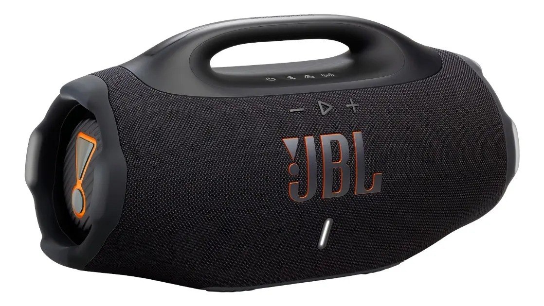 Caixa de Som Bluetooth Boombox 4 JBL, com AI Sound Boost, até 34h de bateria, IP68 e Áudio Lossless – Preta