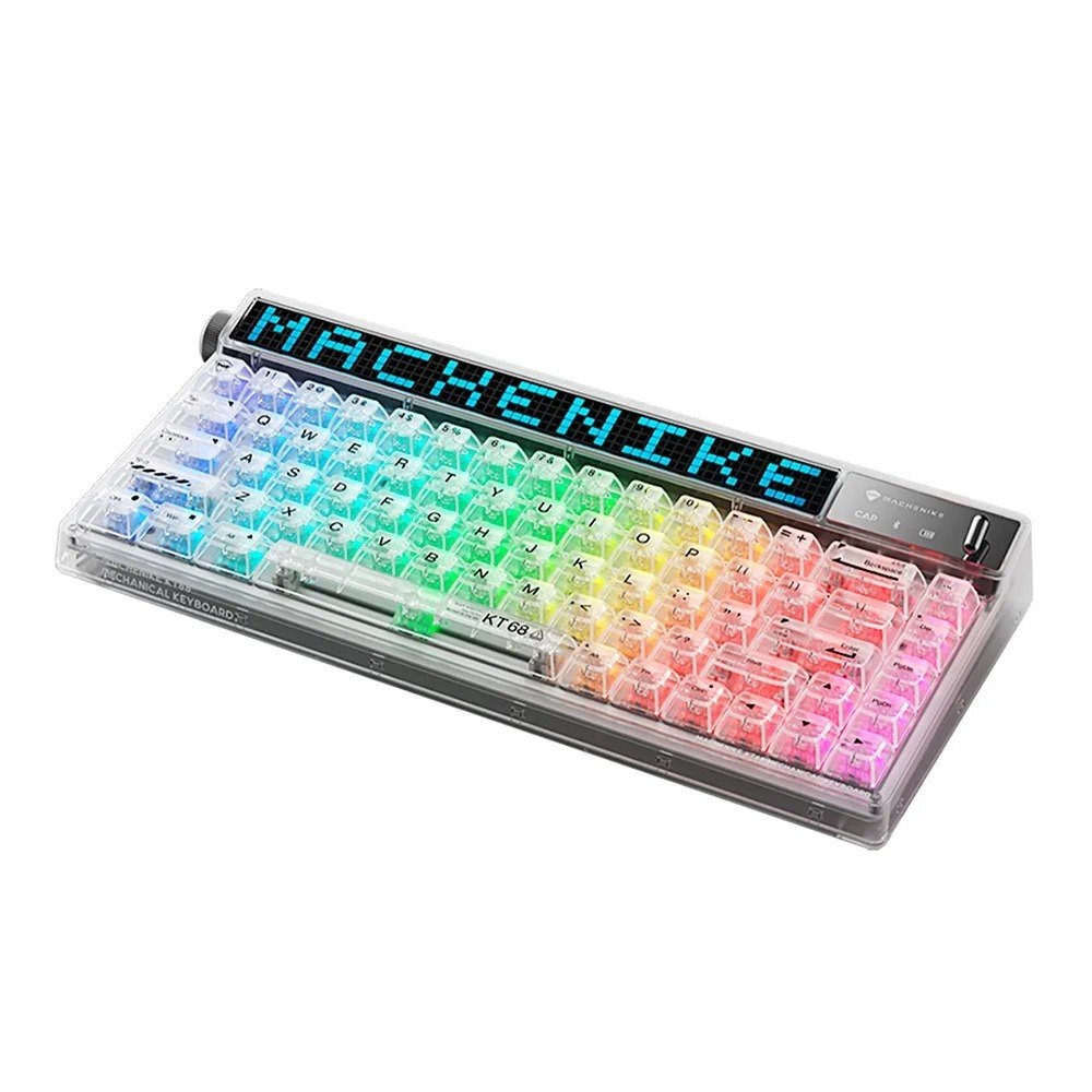 Machenike Kt68-b68w Pro Switch White Branco/transparente Inglês Us SWITCH GATERON  taxa de polling de 1000 Hz Tri-Mode com Tela LED