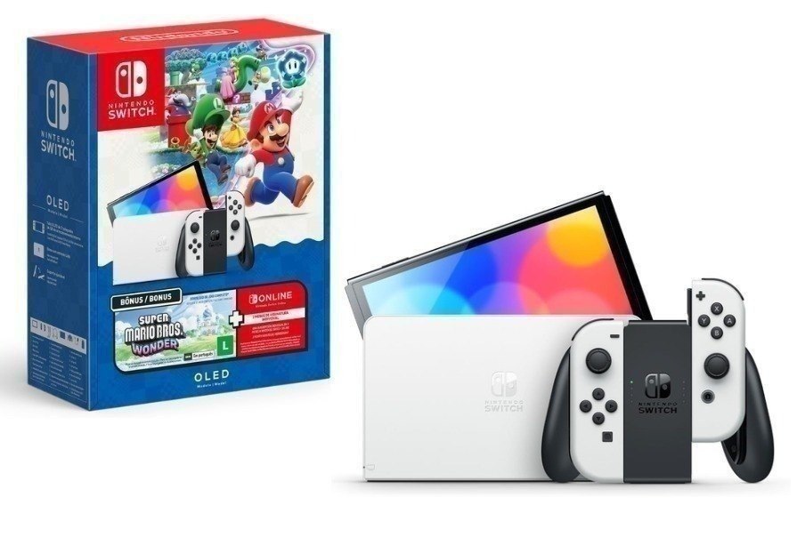 Bundle Nintendo Switch OLED + Super Mario Bros. Wonder + 3 Meses de Assinatura Nintendo Switch Online