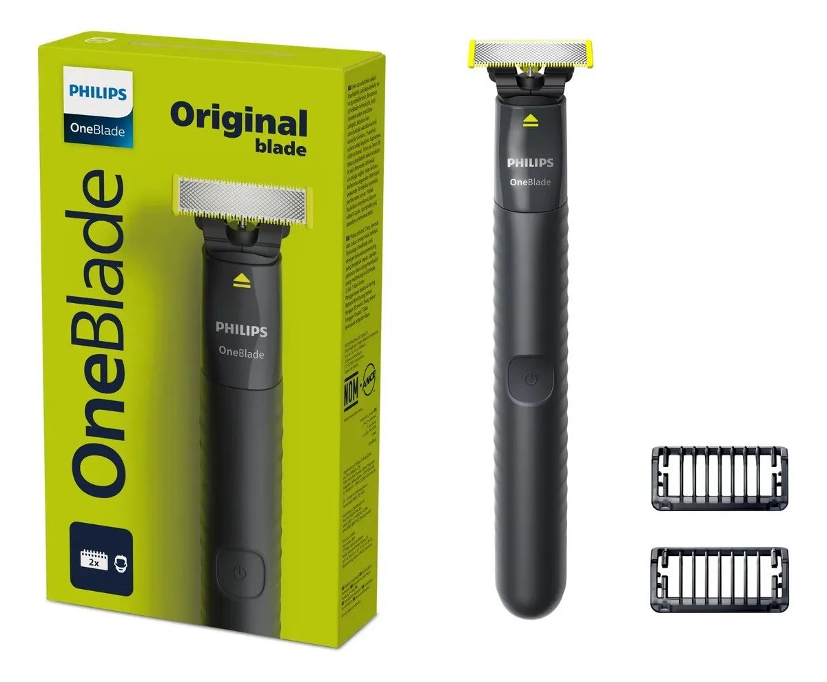 Barbeador e Aparador Elétrico Philips OneBlade 2 Pentes, Sem Fio e À Prova D'Água