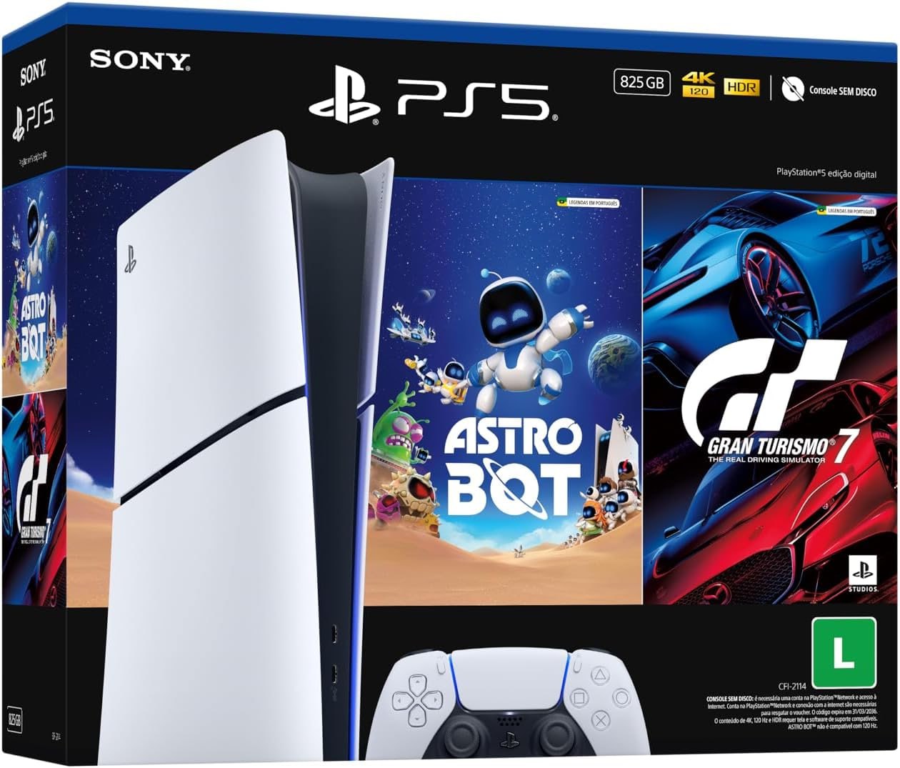 Parcelado! PlayStation 5 Slim Digital 825GB | Pacote ASTRO BOT e Gran Turismo 7