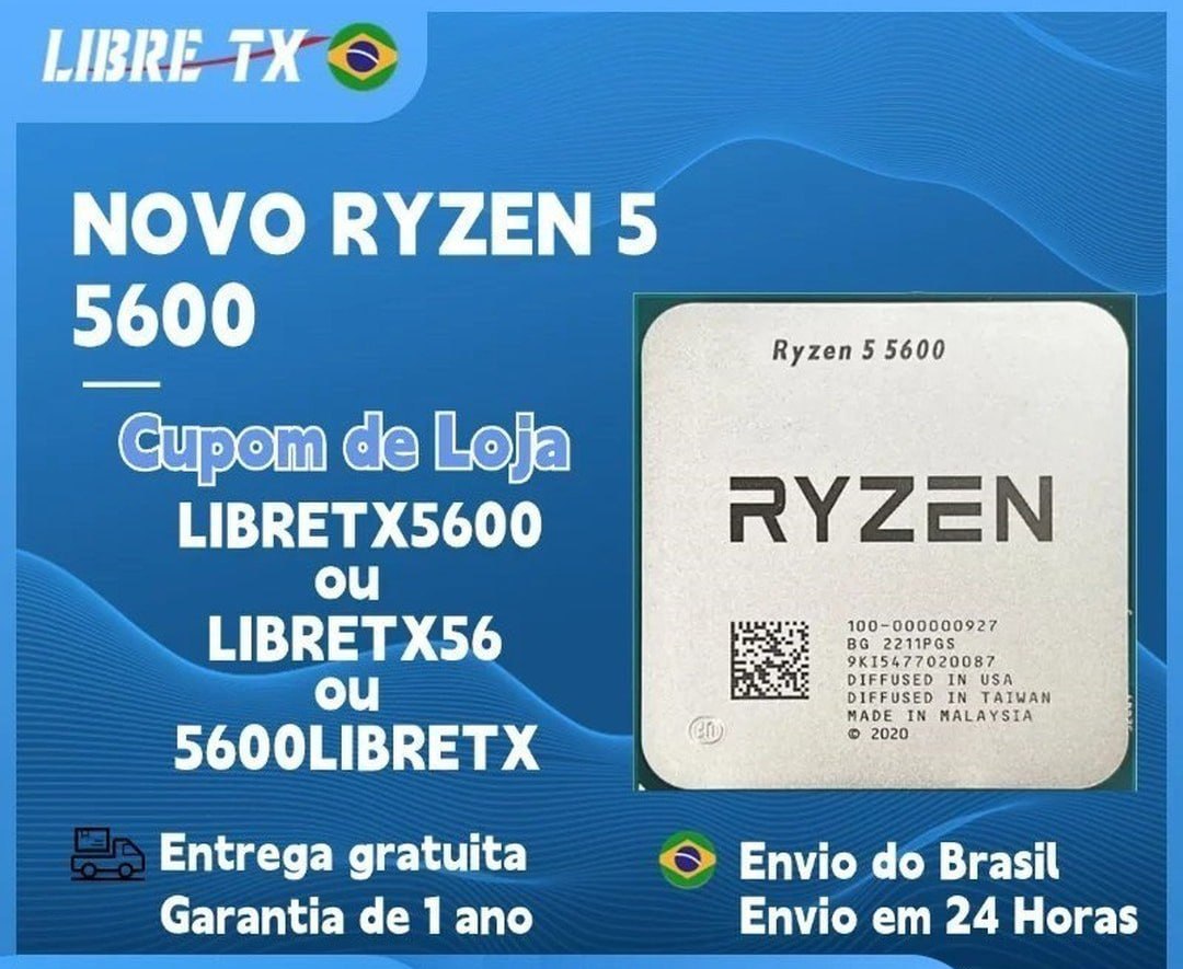 LIBRETX Processador Ryzen R5 5600 5600X 5700X AM4 / Placa Mãe B460 Estoque Brasil Frete Grátis
