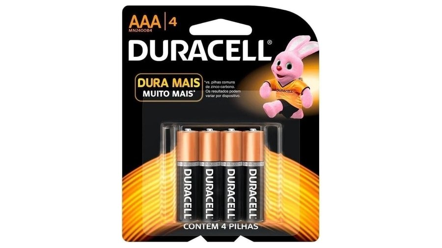 Pilha Alcalina Palito Duracell Aaa 4 Unidades