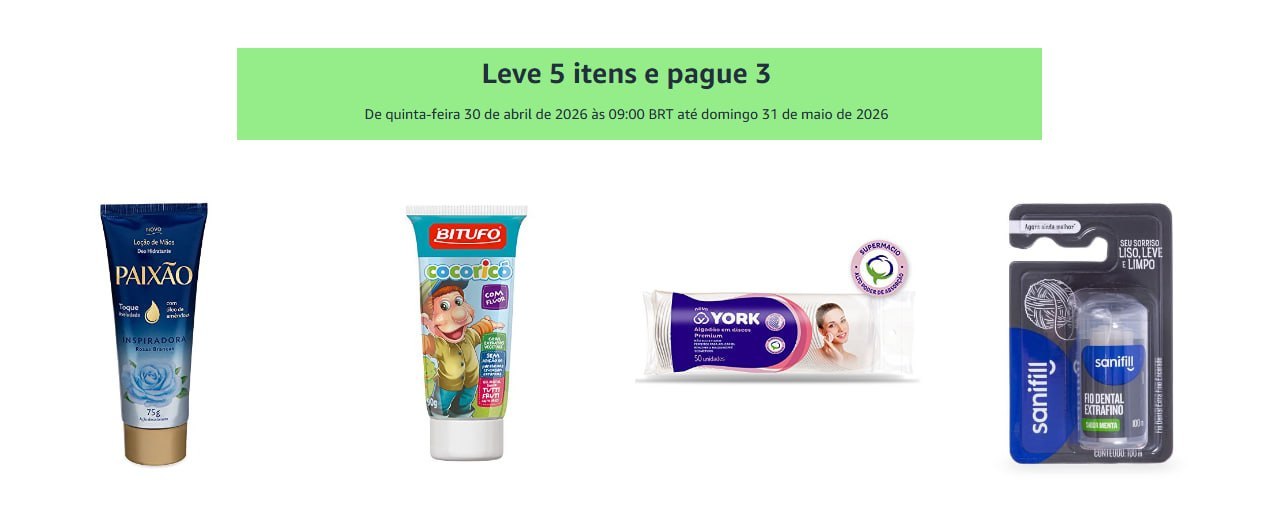 Leve 5 itens e pague 3