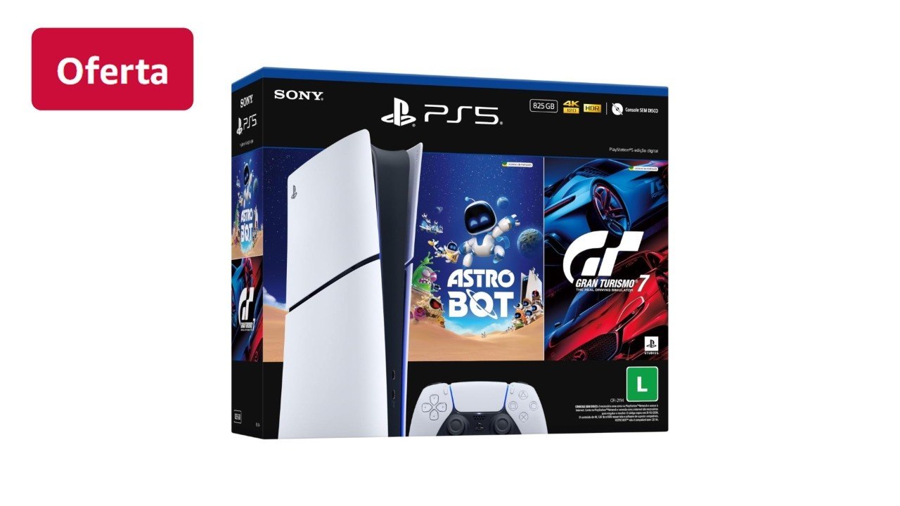PLAYSTATION5 SLIM DIGITAL 825GB – Acompanha os jogos Astro Bot e Gran Turismo 7