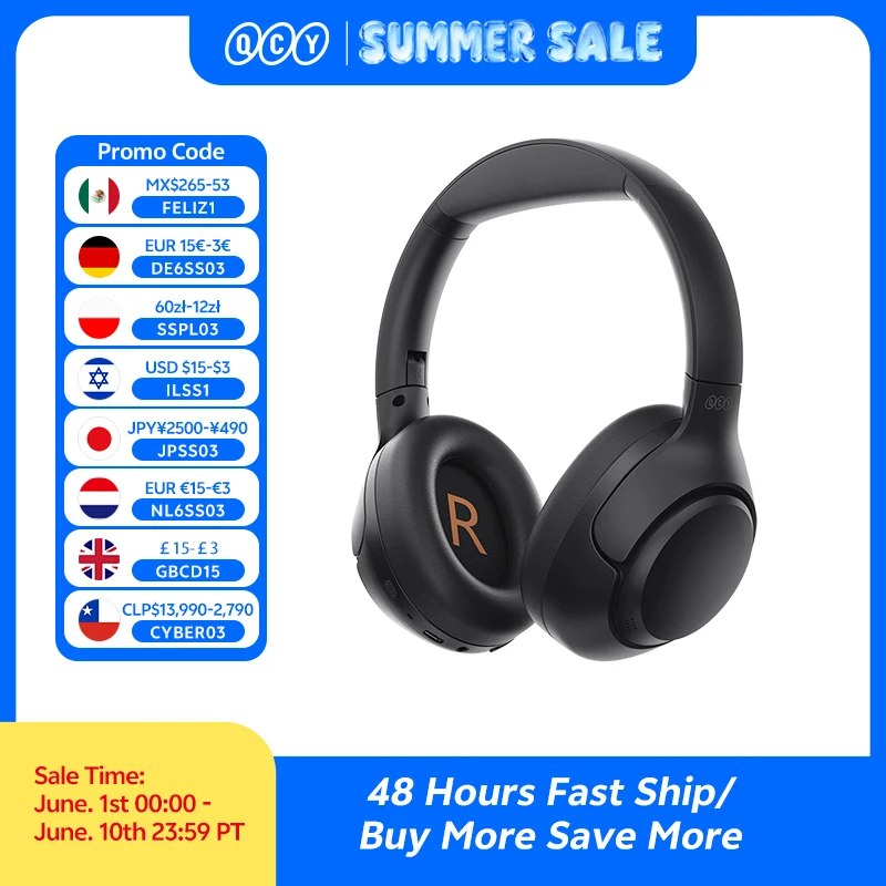 Headphone QCY H3 ANC Wireless Cancelamento de Ruído, Auscultadores, 60H, 43dB 🇧🇷 Selecione Envio do Brasil
