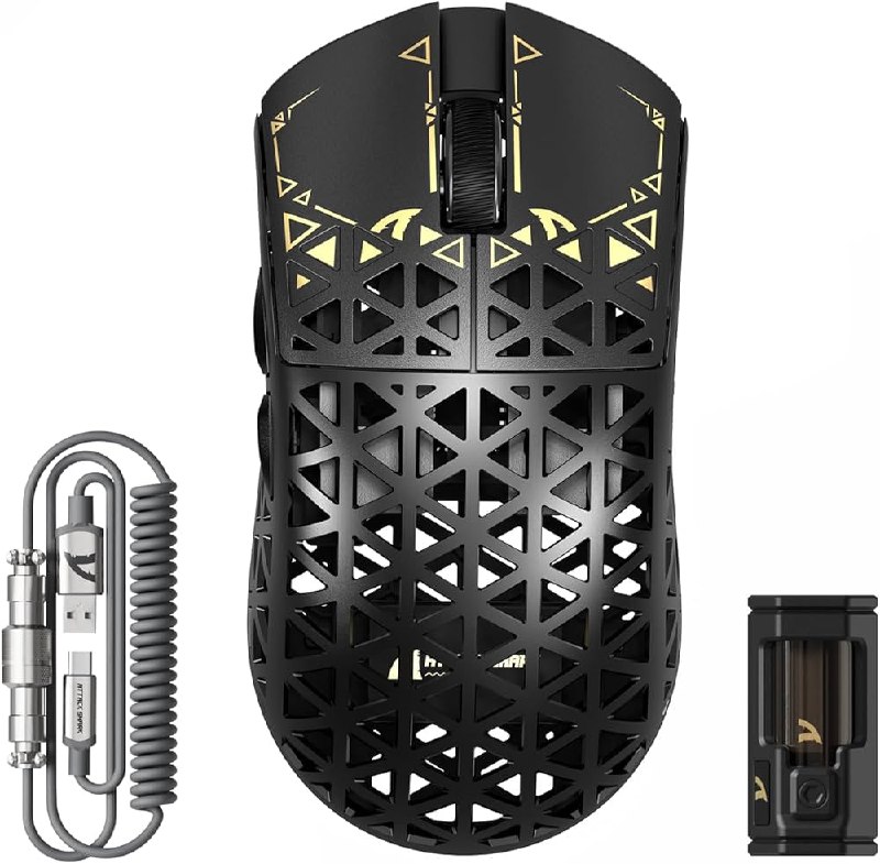 Mouse Gamer Sem Fio ATTACK SHARK R5 Ultra Fibra de Carbono, 8K, Sensor PAW3950 MAX, 39g