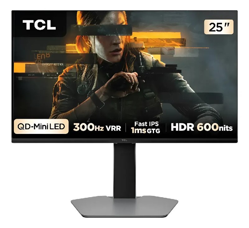Monitor Gamer TCL 25" QLED Mini LED 300Hz Full HD G64 1ms (GtG) Freesync HDR 600 nits 25G64