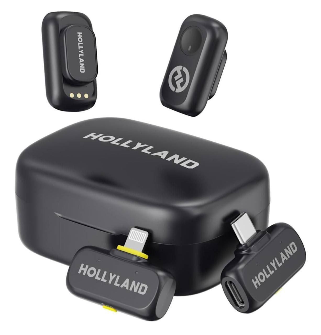 HOLLYLAND LARK A1 COMBO - iPhone e Android (2 Tx + USB-C Rx + Ios Rx + estojo de carregamento