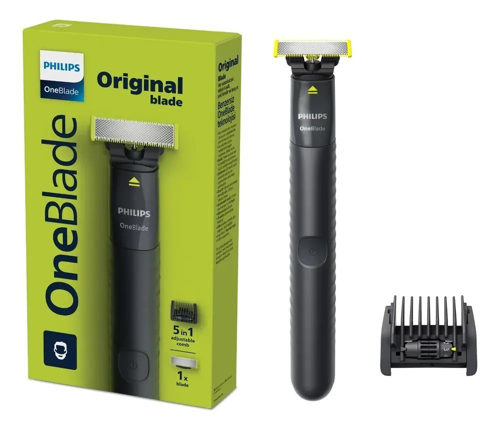 Philips OneBlade Barbeador e Aparador Elétrico com Pente 5 em 1, Sem Fio e À Prova D'Água - QP1425/10