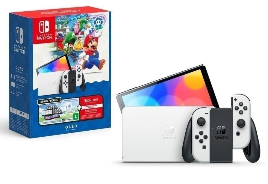 Bundle Nintendo Switch OLED + Super Mario Bros. Wonder + 3 Meses de Assinatura Nintendo Switch Online