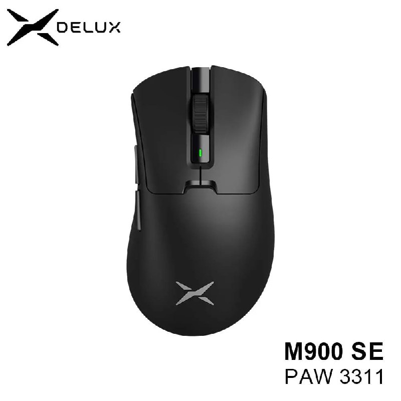 Delux M900 SE Mouse Gamer Sem Fio Ergonômico PAW3311 12000DPI Leve 63g para Mãos Grandes Direitas PC e Notebook