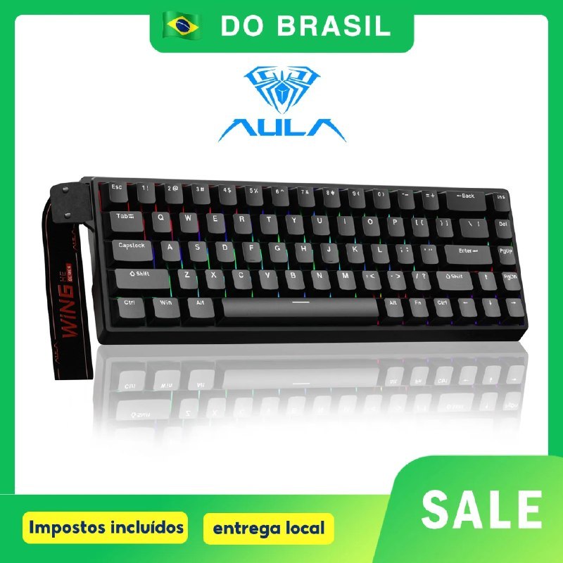 Teclado Maanético AULA WIN68HE para Esports com Acionamento Rápido, Retorno 8K, RGB e Hotswap