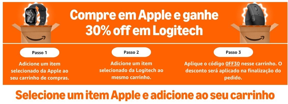 Compre um produto APPLE e ganhe 30% off em LOGITECH