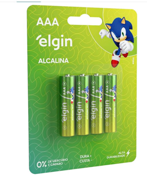 Pilha Alcalina, Elgin, Palito Aaa, Blister com 4
