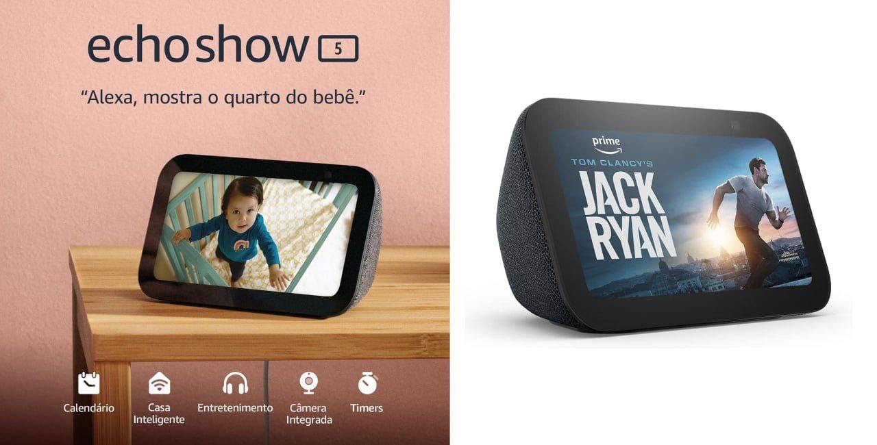 Echo Show 5 (Geração mais recente) | Smart display com Alexa, graves 2x mais potentes e som mais nítido