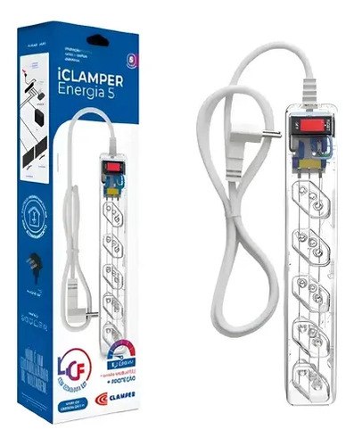 Filtro Clamper 5 Tomadas - Transparente