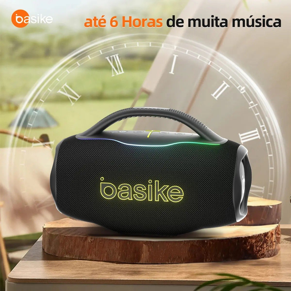 Caixa de Som Boombox Basike RAD294 Portátil Com Bluetooth, 100W e Resistência IPX6