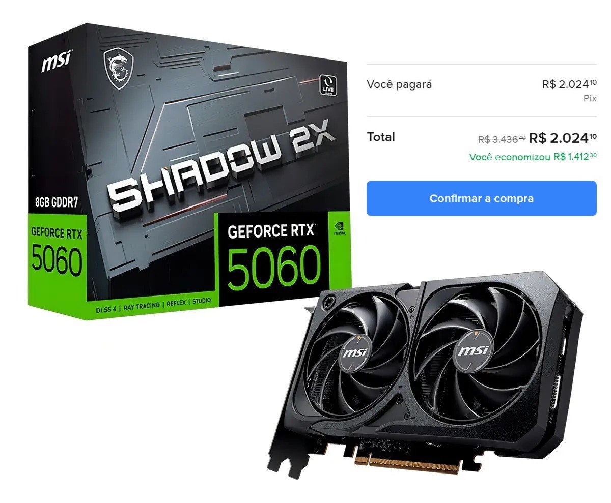 Nvidia GeForce RTX 5060 Shadow 2x OC 8GB GDDR7