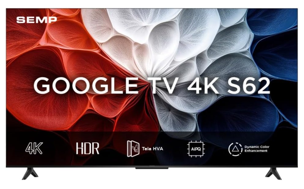 Smart Tv Semp 50 Polegadas Led Hva 4k S62 WiFi Bluetooth Google Tv 3 HDMI HDR10+ Dolby Audio 50s62