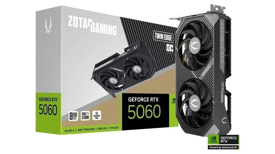 baixoooou Placa de Vídeo GPU Zotac Gaming Geforce Rtx 5060 8gb 128bits Gddr7 Twin Edge Oc Zt-B50600h-10m