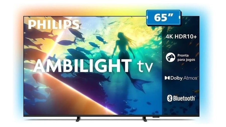 PHILIPS, Smart TV Ambilight 65" 4K, 65PUG8100/78, Comando de Voz, HDR10+/Dolby Atmos, VRR/ALLM, Bluetooth
