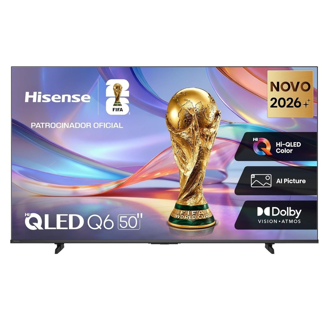 Hisense Smart TV 4K 50" QLED Polegadas 50Q6QVV com Processador AI, Dolby Vision, HDR10+, HLG, Filmmaker Mode, Dolby Gaming, Dolby Atmos, MiraCast e Compatibilidade Alexa e Google