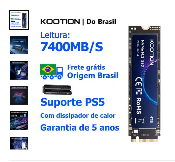 2TB SSD Nvme KOOTION M2 4TB 2TB 7400MB/s SSD PCIe4.0x4 Gen4 M.2