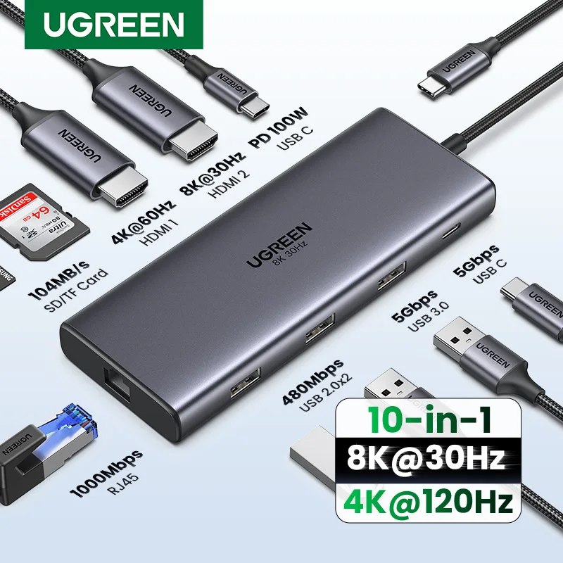 Hub USB-C UGREEN 10 em 1 HDMI 8K